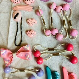 Vintage Fun Colorful Hair Accessories Set Pink/Purple/Blue